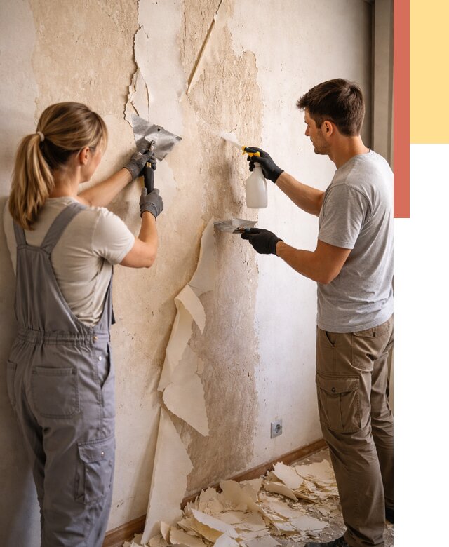 Снятие старых обоев в Новотроицке от 5496 руб. под ключ недорого | ОТДЕЛОЧНИК-Нвт