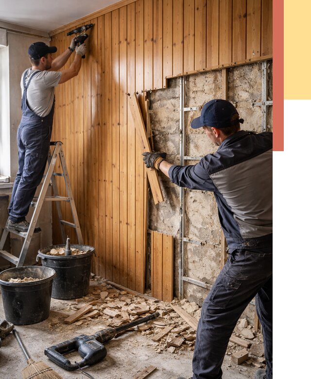 Демонтаж вагонки со стен в Новотроицке от 1518 руб. — снятие, удаление, срочно | ОТДЕЛОЧНИК-Нвт