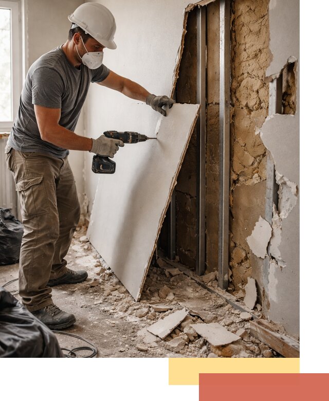 Демонтаж гипсокартона со стен в Новотроицке качественно и быстро