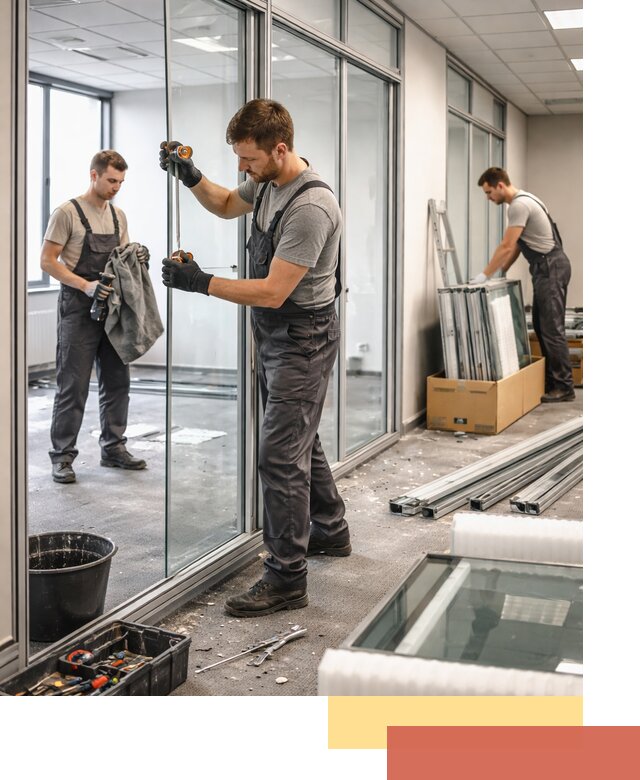 Демонтаж стеклянных перегородок в Новотроицке быстро и безопасно