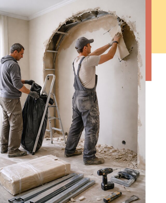 Демонтаж арки из гипсокартона в Новотроицке от 3664 руб. — услуги под ключ | ОТДЕЛОЧНИК-Нвт