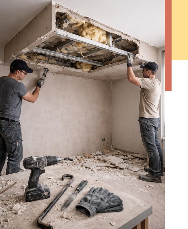 Демонтаж короба из гипсокартона в Новотроицке от 1591 руб. — быстро и недорого | ОТДЕЛОЧНИК-Нвт