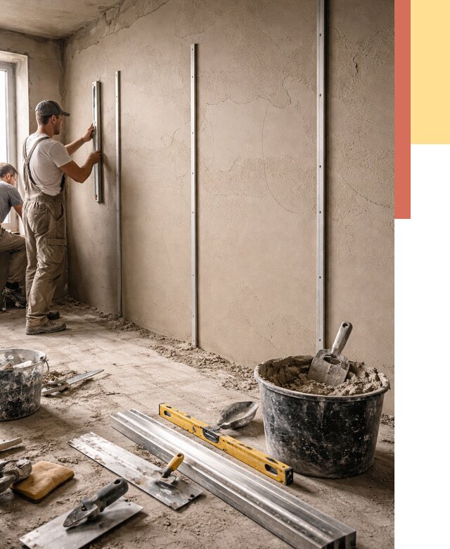 Штукатурка стен по маякам в Новотроицке от 5757 руб./м² — выравнивание под ключ | ОТДЕЛОЧНИК-Нвт