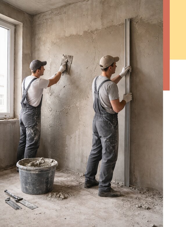 Штукатурка бетонных стен в Новотроицке от 4711 руб/м² — качественно и быстро | ОТДЕЛОЧНИК-Нвт