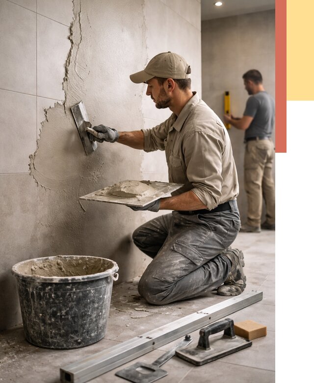 Штукатурка стен в ванной в Новотроицке от 4711 руб./м² — выравнивание под ключ | ОТДЕЛОЧНИК-Нвт