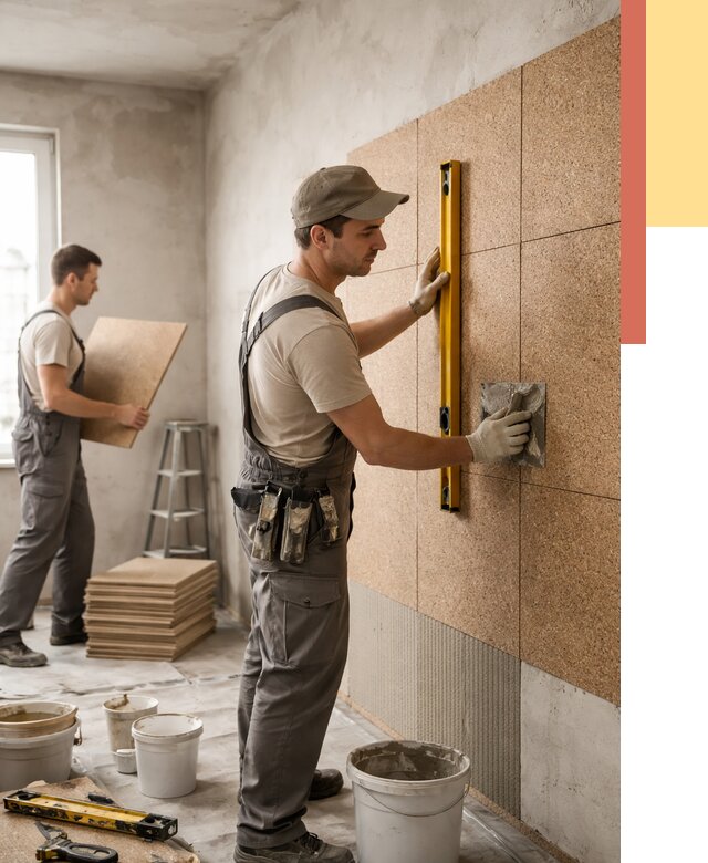 Монтаж пробковых панелей на стены в Новотроицке от 3664 руб. — ОТДЕЛОЧНИК-Нвт