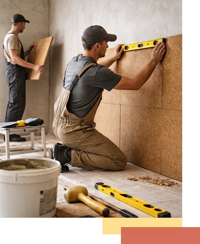 Монтаж пробковых панелей на стены в Новотроицке быстро и качественно