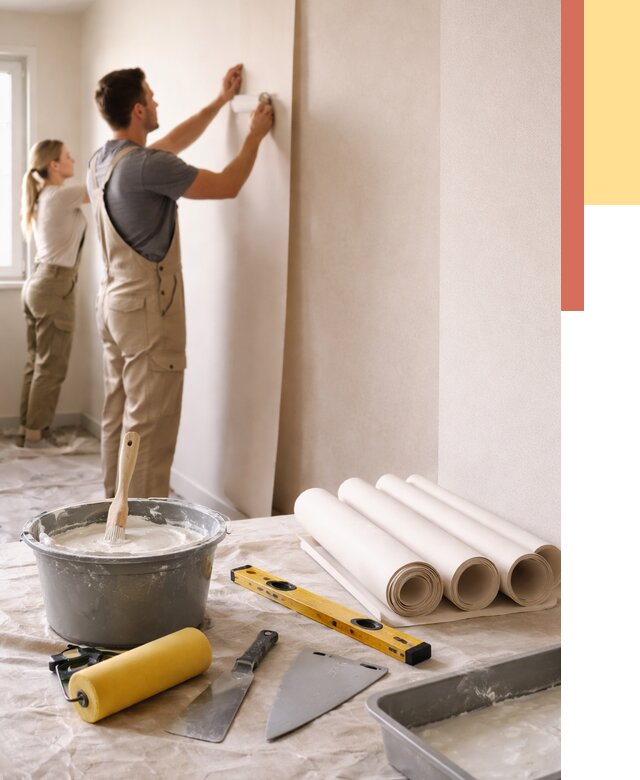 Поклейка бумажных обоев в Новотроицке от 5757 руб./м2 — быстро и недорого | ОТДЕЛОЧНИК-Нвт