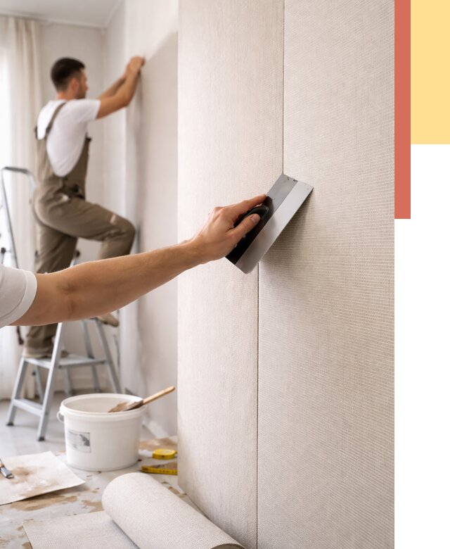 Поклейка текстильных обоев в Новотроицке от 4711 руб. под ключ | ОТДЕЛОЧНИК-Нвт