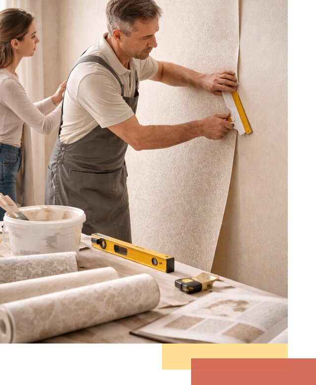 Поклейка обоев с подбором рисунка в Новотроицке