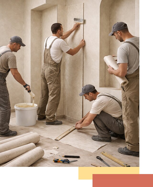 Поклейка обоев на сложные стены и неровные поверхности в Новотроицке