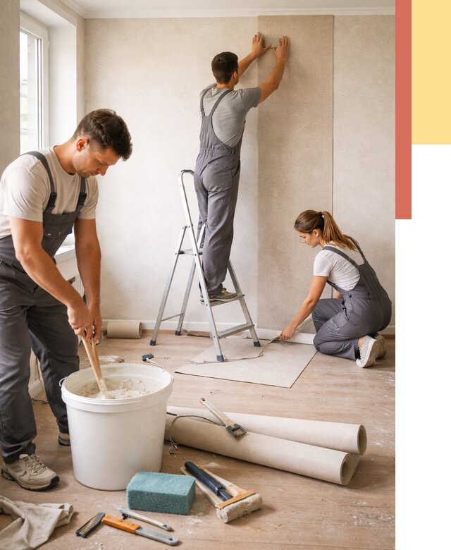 Оклейка стен обоями в Новотроицке от 3664 руб/м2 — быстро и недорого | ОТДЕЛОЧНИК-Нвт