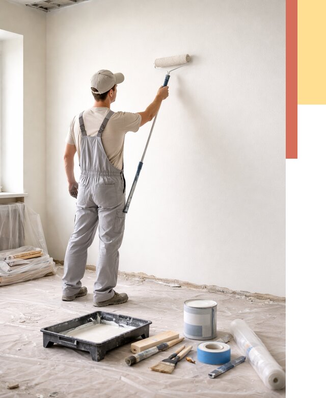 Покраска стен водоэмульсионной краской в Новотроицке от 471 руб. за м² | ОТДЕЛОЧНИК-Нвт