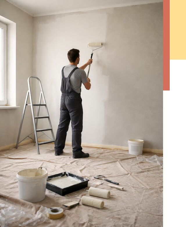 Покраска стен моющейся краской в Новотроицке от 366 руб./м² — быстро и недорого | ОТДЕЛОЧНИК-Нвт