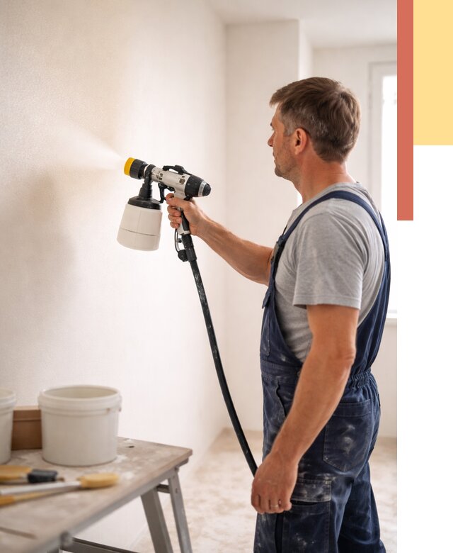 Покраска стен краскопультом в Новотроицке от 7851 руб. — механизированная покраска | ОТДЕЛОЧНИК-Нвт