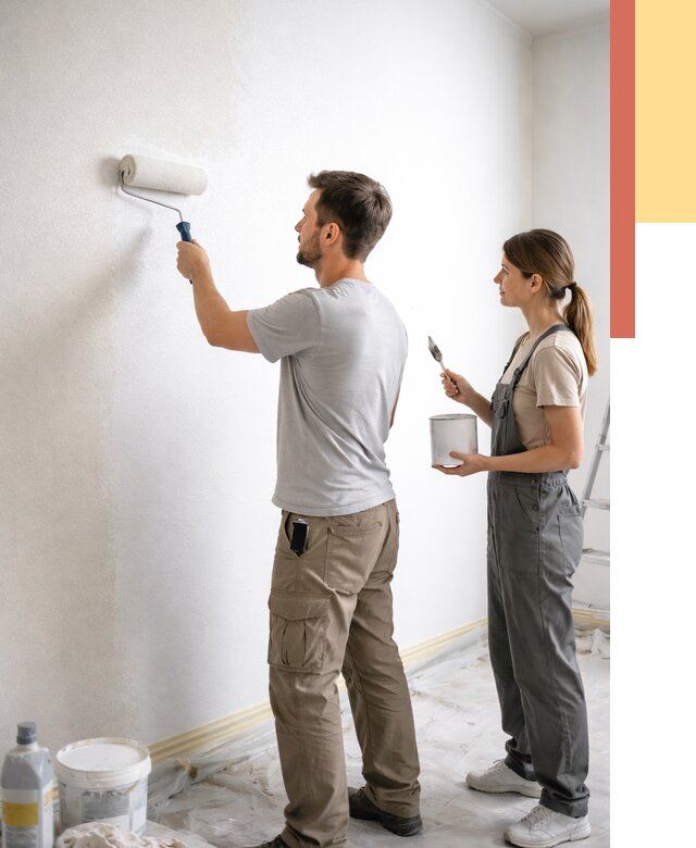 Окраска стен по стеклохолсту в Новотроицке от 4711 руб/м² под ключ | ОТДЕЛОЧНИК-Нвт