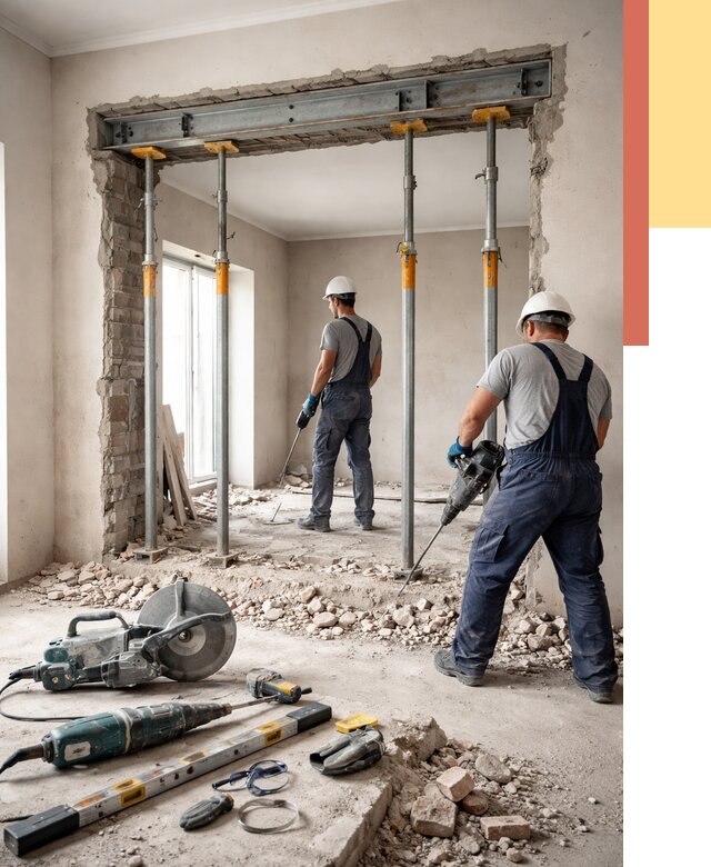 Прорезка проема в стене в Новотроицке от 4711 руб. — быстро и недорого | ОТДЕЛОЧНИК-Нвт