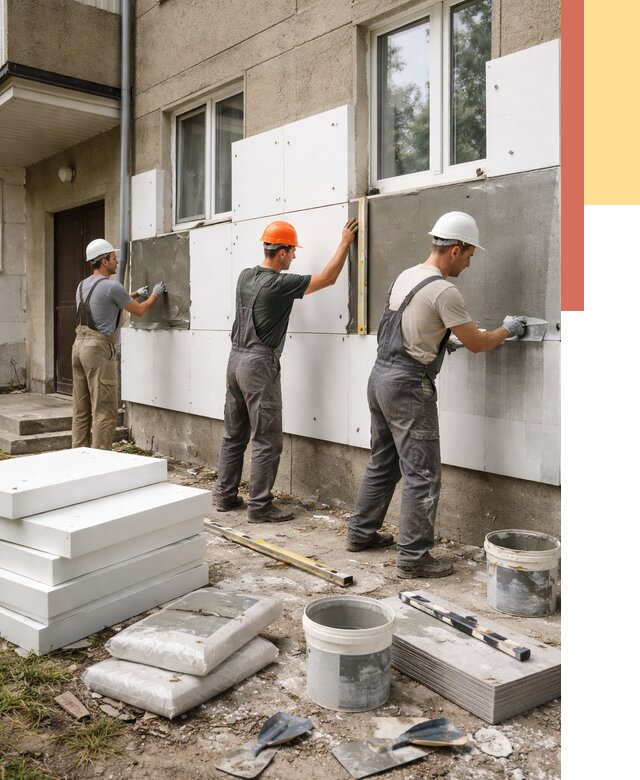 Утепление стен пенопластом в Новотроицке от 1832 руб. — недорого и под ключ | ОТДЕЛОЧНИК-Нвт