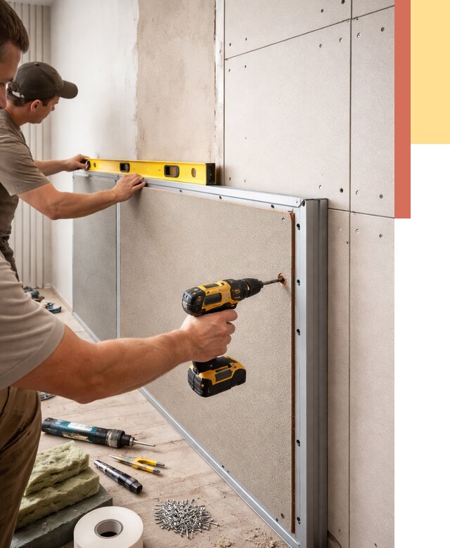 Шумоизоляция стен панелями ЗИПС в Новотроицке от 2303 руб./м² под ключ | ОТДЕЛОЧНИК-Нвт