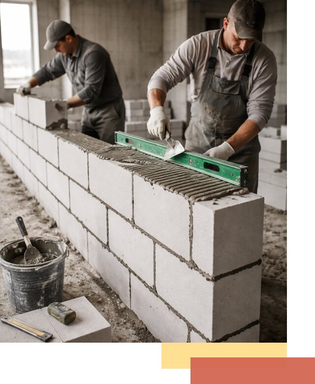 Кладка перегородок из газобетона в Новотроицке быстро и качественно