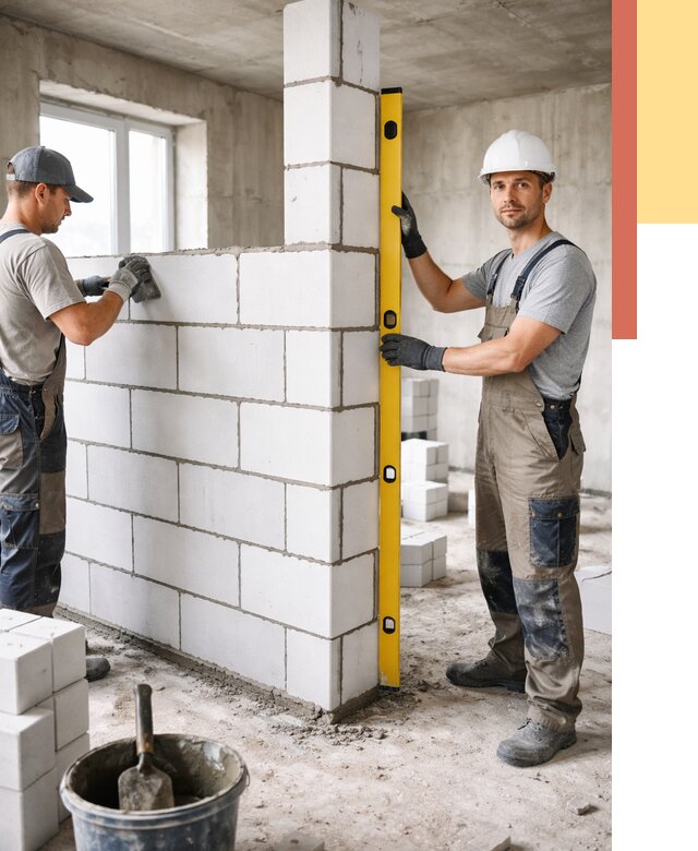 Кладка перегородок из пеноблока в Новотроицке от 1884 руб. под ключ | ОТДЕЛОЧНИК-Нвт