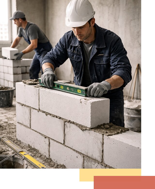 Кладка перегородок из пеноблока под ключ в Новотроицке