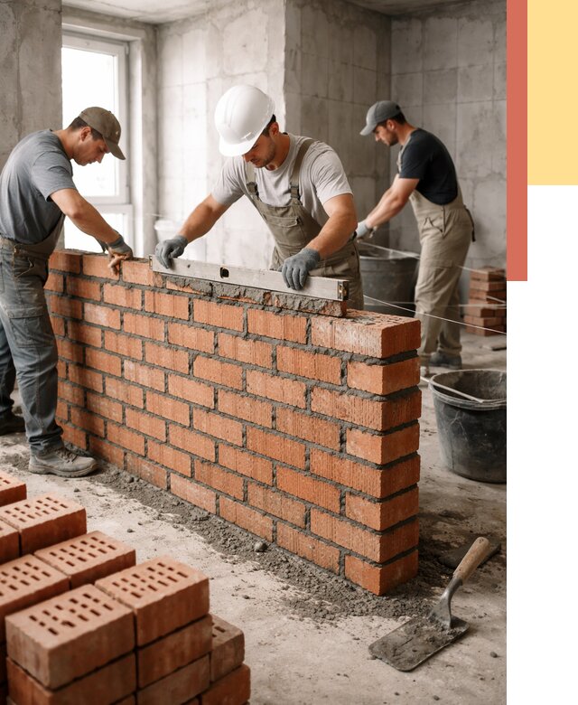 Кладка перегородок из кирпича в Новотроицке от 3664 руб. за м² | ОТДЕЛОЧНИК-Нвт