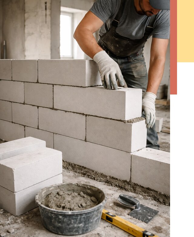 Кладка перегородок из силикатного блока в Новотроицке от 4187 руб. под ключ | ОТДЕЛОЧНИК-Нвт
