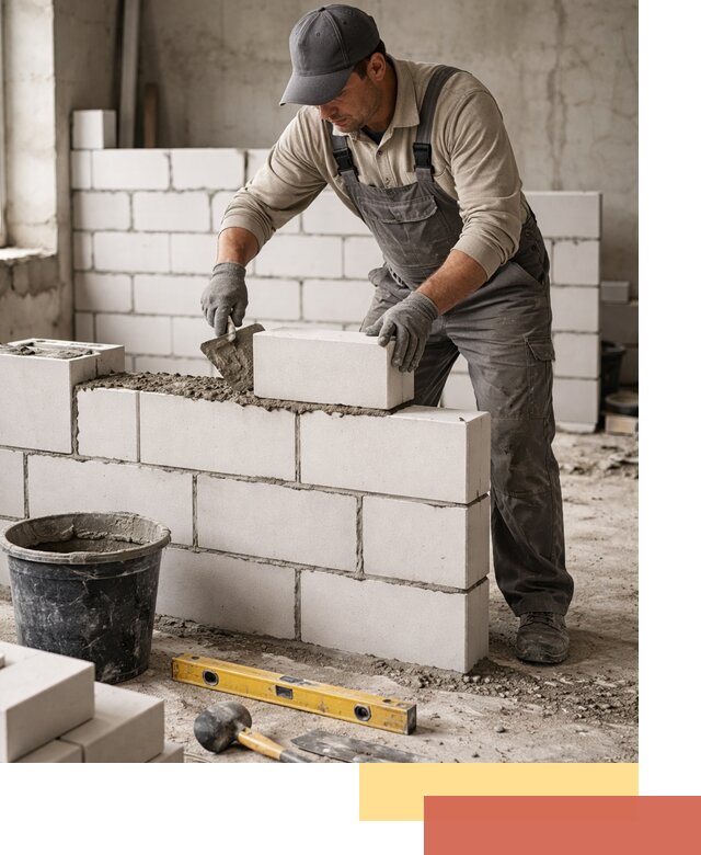 Кладка перегородок из силикатного блока в Новотроицке