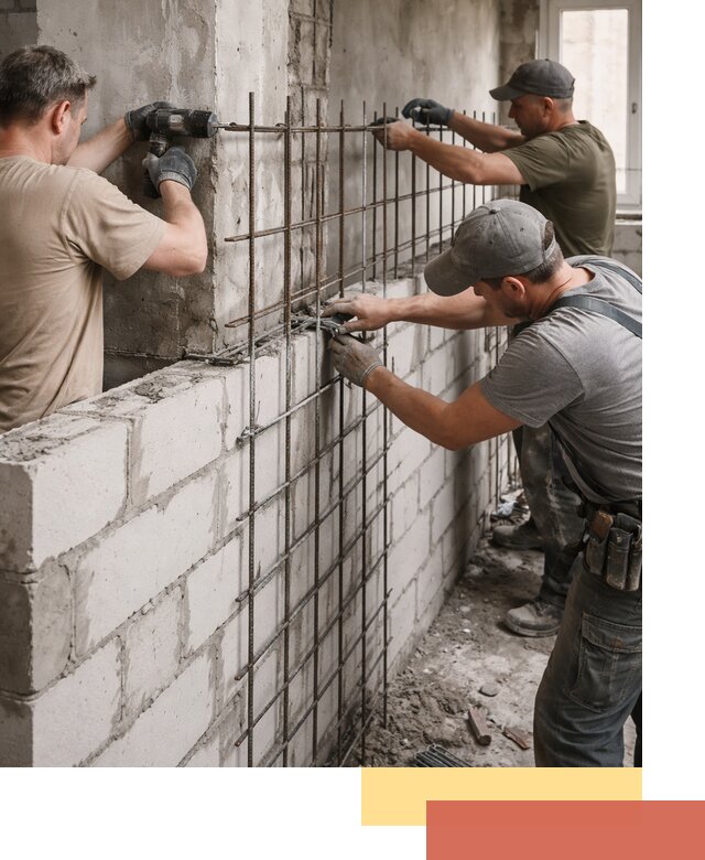 Армирование кладки перегородок в Новотроицке профессионально и надёжно
