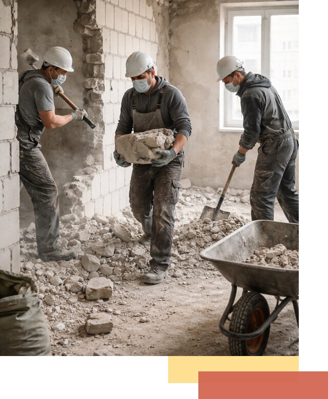 Демонтаж блочных перегородок в Новотроицке быстро и аккуратно