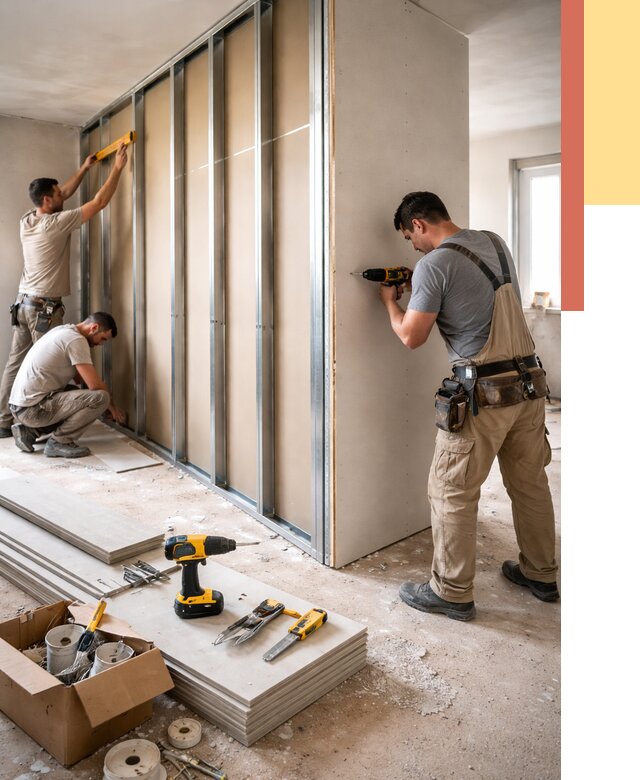 Монтаж однослойной перегородки из гипсокартона в Новотроицке от 680 руб. | ОТДЕЛОЧНИК-Нвт