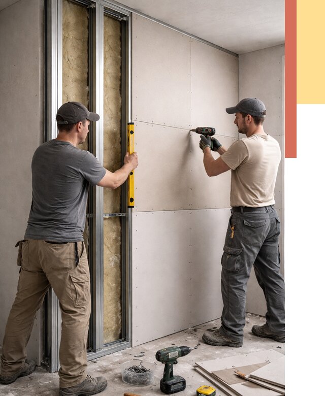 Монтаж двухслойной перегородки из гипсокартона в Новотроицке от 1518 руб. | ОТДЕЛОЧНИК-Нвт