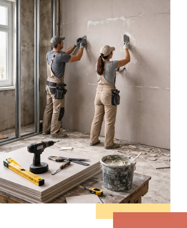 Монтаж двухслойной перегородки из гипсокартона в Новотроицке