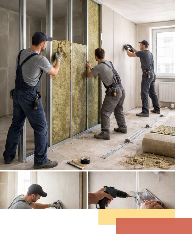 Перегородка из гипсокартона с шумоизоляцией в Новотроицке — монтаж под ключ