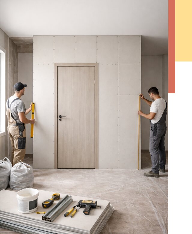 Перегородка из гипсокартона с дверью в Новотроицке от 4711 руб. под ключ | ОТДЕЛОЧНИК-Нвт