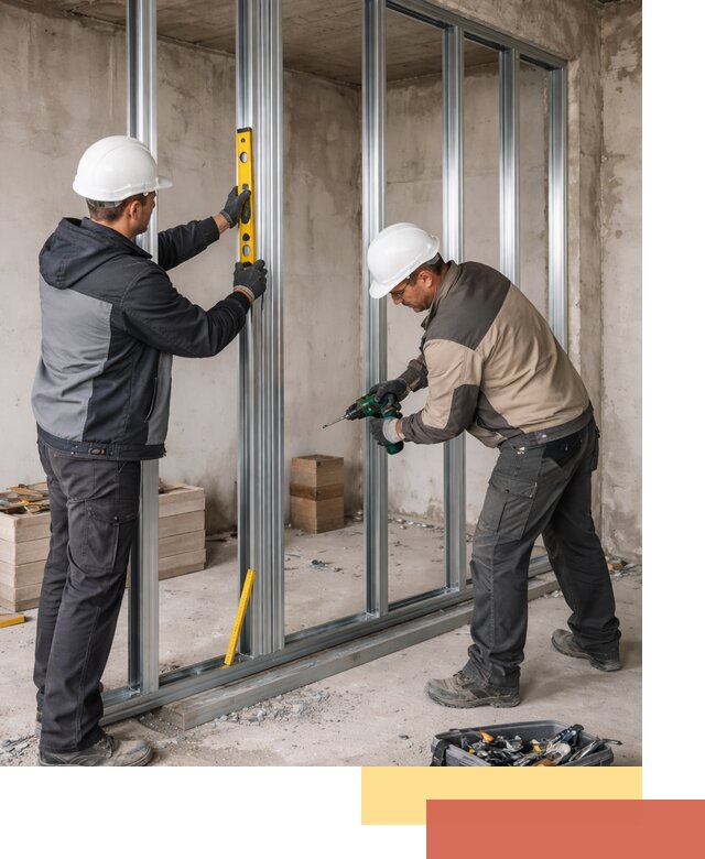 Монтаж каркаса перегородки из профиля в Новотроицке