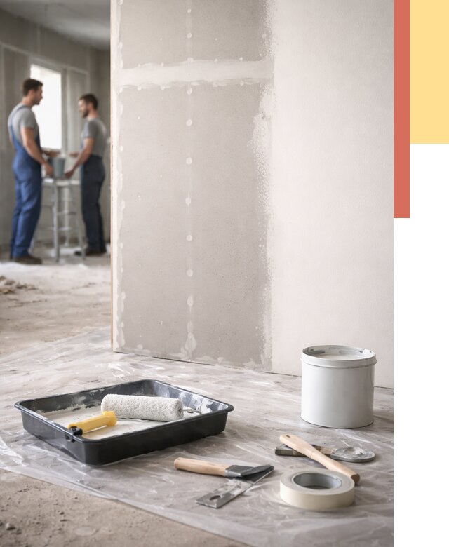 Покраска перегородок из гипсокартона в Новотроицке от 4711 руб. под ключ | ОТДЕЛОЧНИК-Нвт