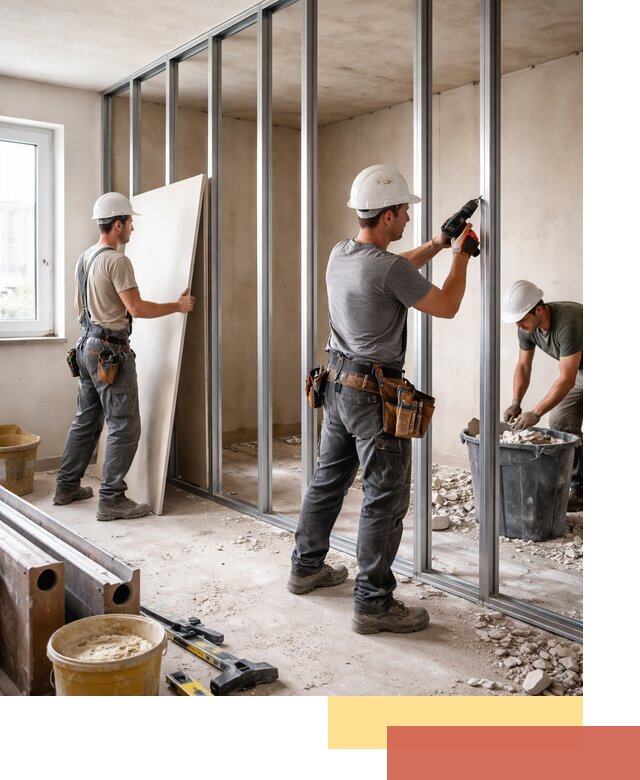 Перенос гипсокартонной перегородки в Новотроицке профессионально и быстро