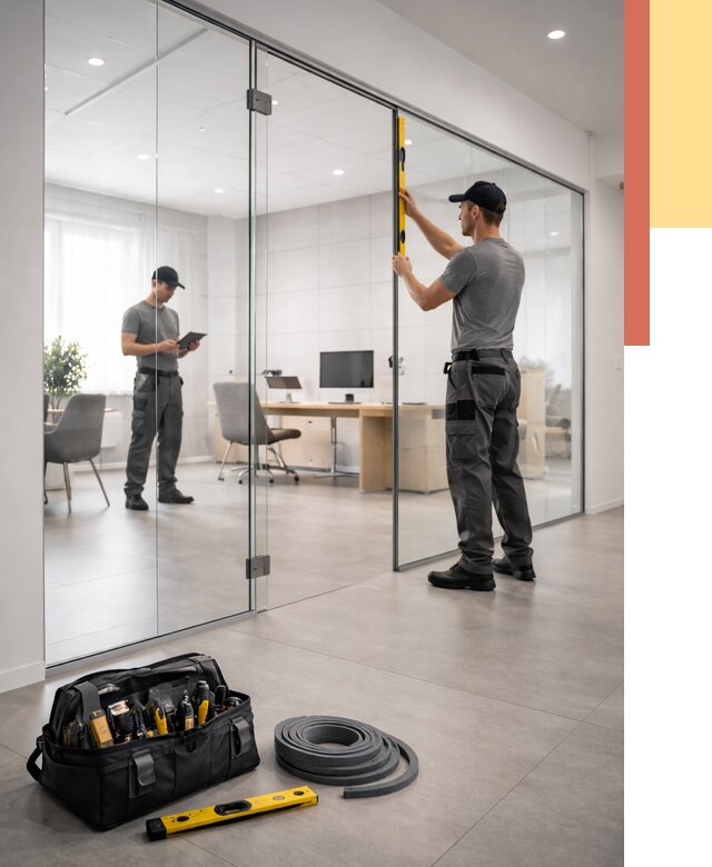 Цельностеклянные перегородки под ключ в Новотроицке от 9945 руб. — монтаж и цены | ОТДЕЛОЧНИК-Нвт