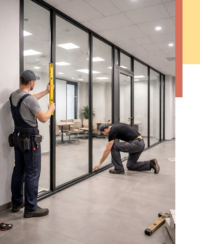 Каркасные стеклянные перегородки в Новотроицке под ключ от 9631 руб. | ОТДЕЛОЧНИК-Нвт