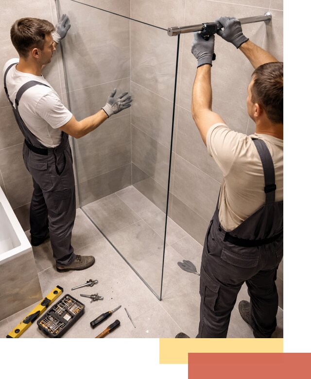 Стеклянные перегородки для душа в Новотроицке — изготовление и монтаж