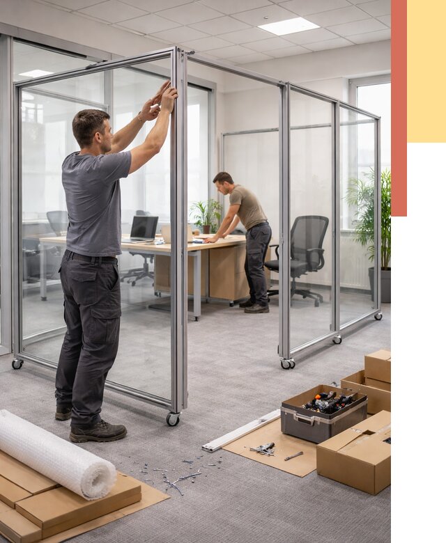 Мобильные офисные перегородки в Новотроицке от 13085 руб. — установка под ключ | ОТДЕЛОЧНИК-Нвт