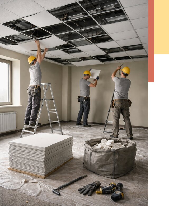 Демонтаж потолка Армстронг в Новотроицке от 4711 руб. быстро и недорого | ОТДЕЛОЧНИК-Нвт