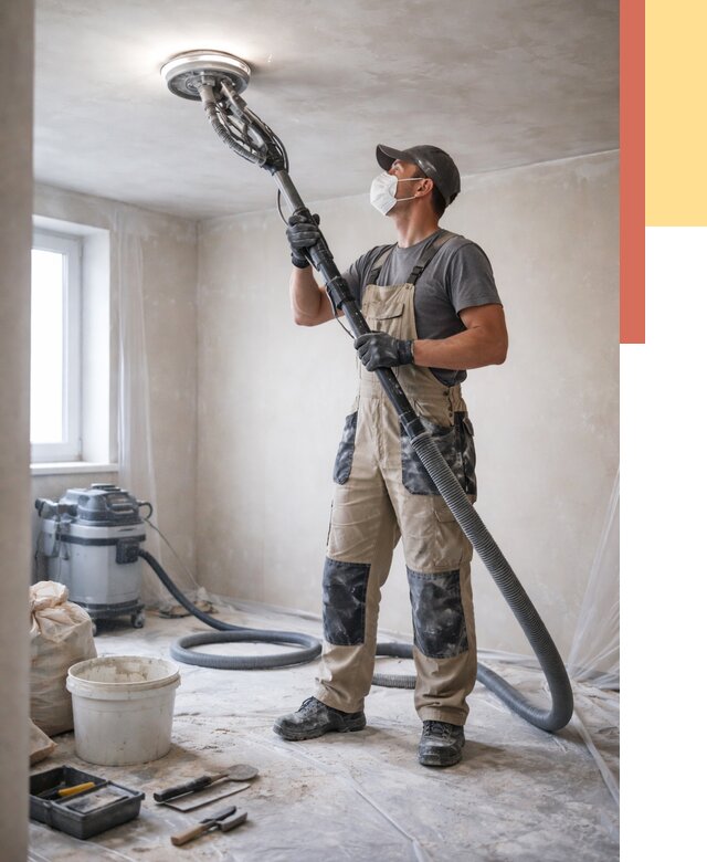 Шлифовка потолка в Новотроицке от 3664 руб. — услуги шлифования потолка | ОТДЕЛОЧНИК-Нвт