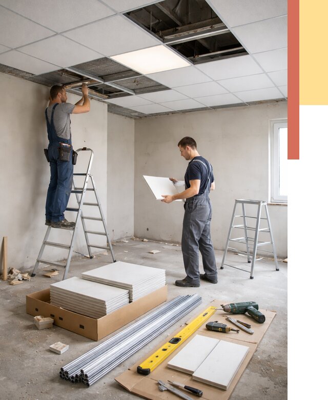 Монтаж потолка армстронг в Новотроицке от 4711 руб/м2 — быстрая установка под ключ | ОТДЕЛОЧНИК-Нвт