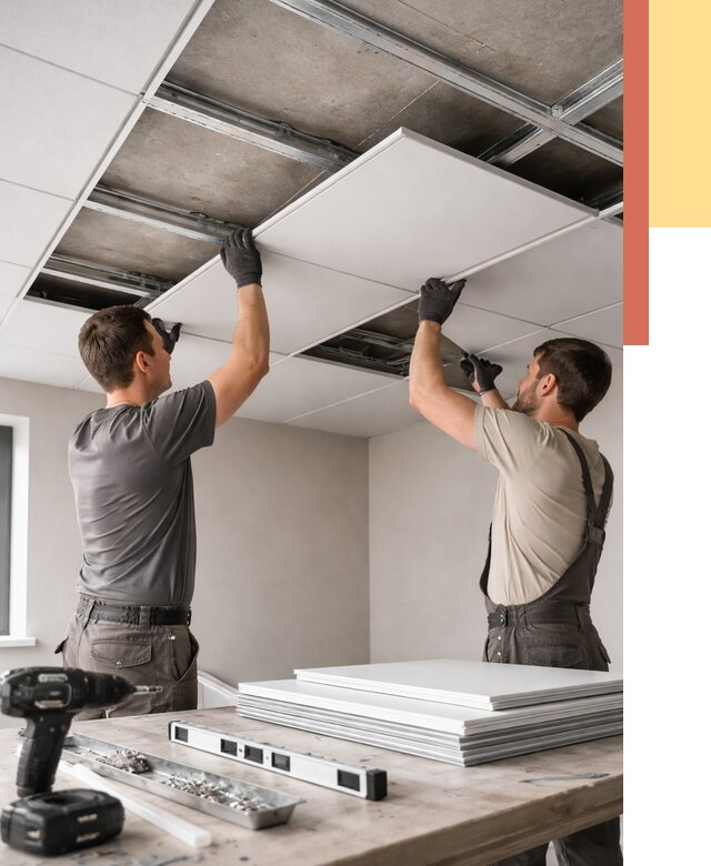 Монтаж кассетного потолка в Новотроицке от 4711 руб/м2 — установка и сборка | ОТДЕЛОЧНИК-Нвт