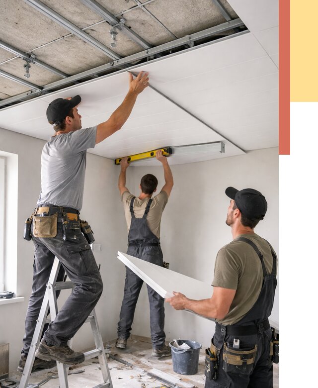 Монтаж потолка из ПВХ панелей в Новотроицке от 3664 руб./м2 — быстро и недорого | ОТДЕЛОЧНИК-Нвт