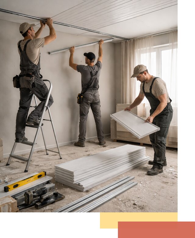 Монтаж потолка из ПВХ панелей в Новотроицке оперативно и качественно