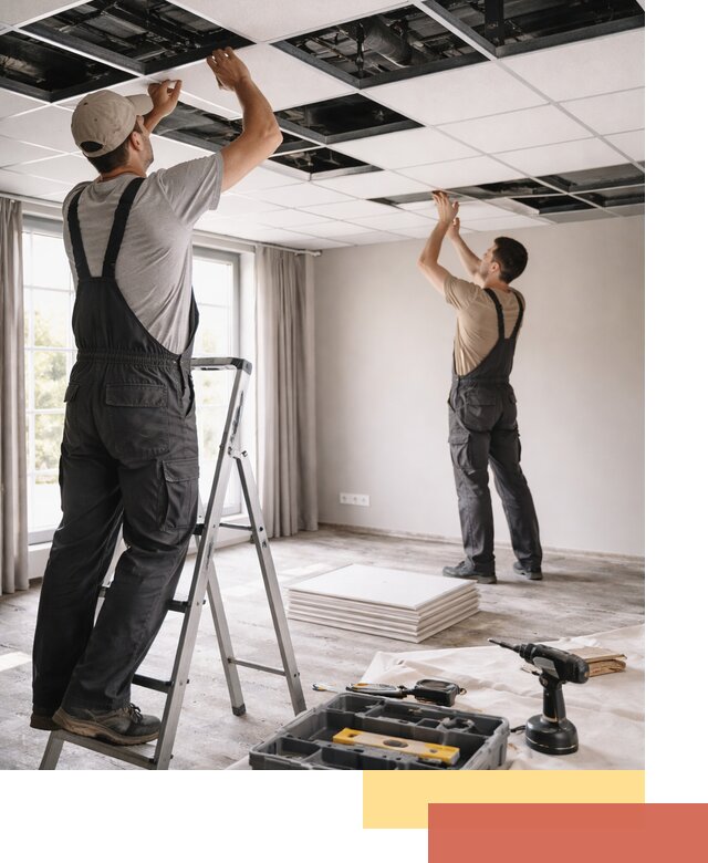 Замена плит подвесного потолка в Новотроицке быстро и качественно